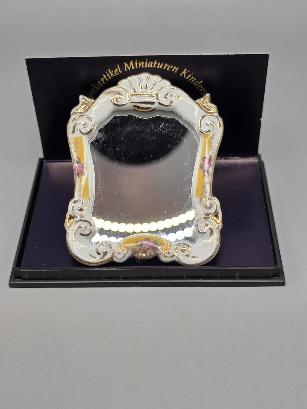 Reutter Porzellan Dollhouse Miniature 1:12 Baroque Mirror Dresden Rose NIB Case